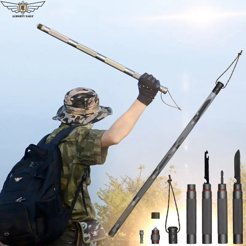 Outdoor Tactical Walking Stick for Hiking and Camping