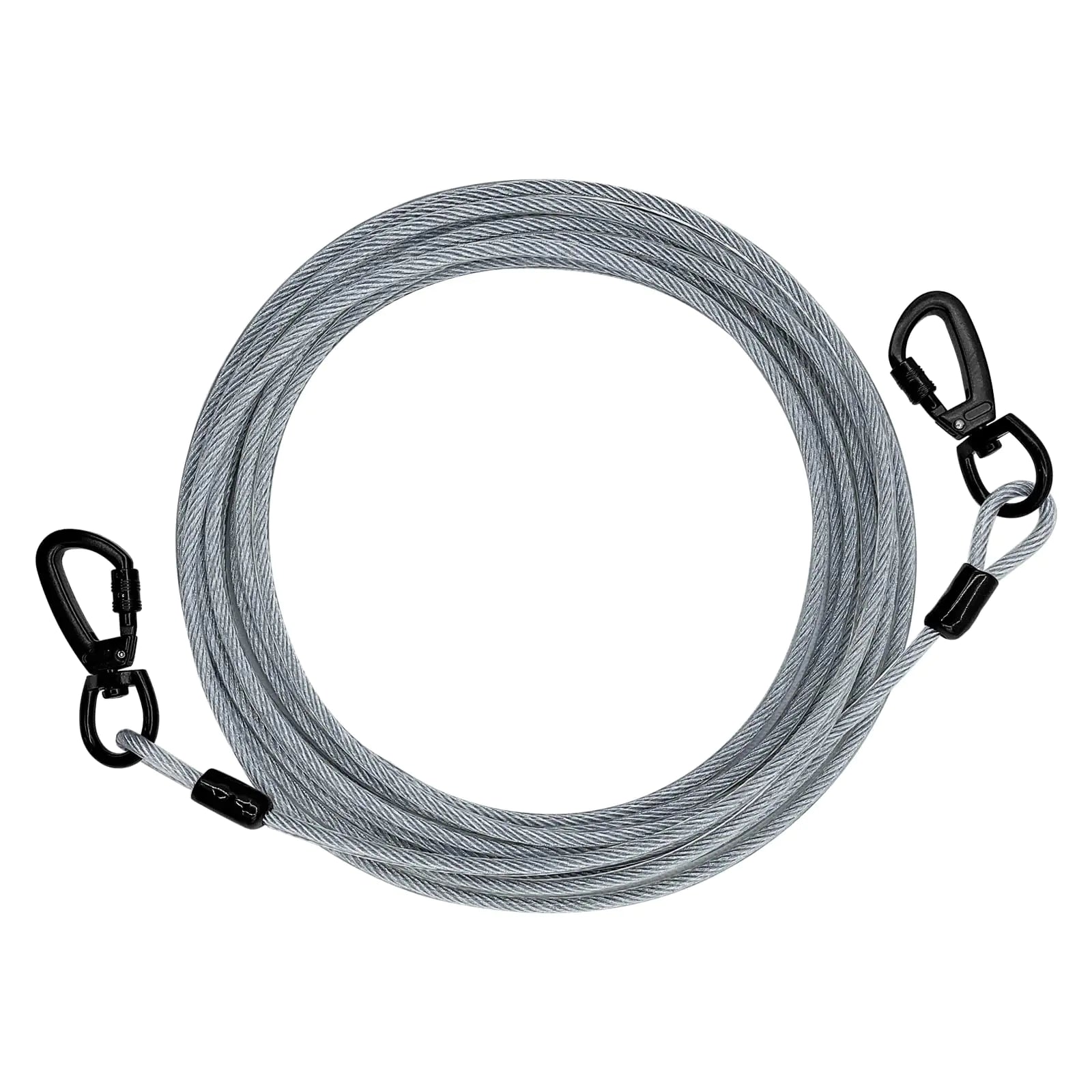 Dog Tie Out Cable for Dogs Dog Runner Cable Outside Up to 125/250lbs10/15/20/30FT Long Dog Leashe&Chains for Yard Outdoor and Camping (Silver 30FT)