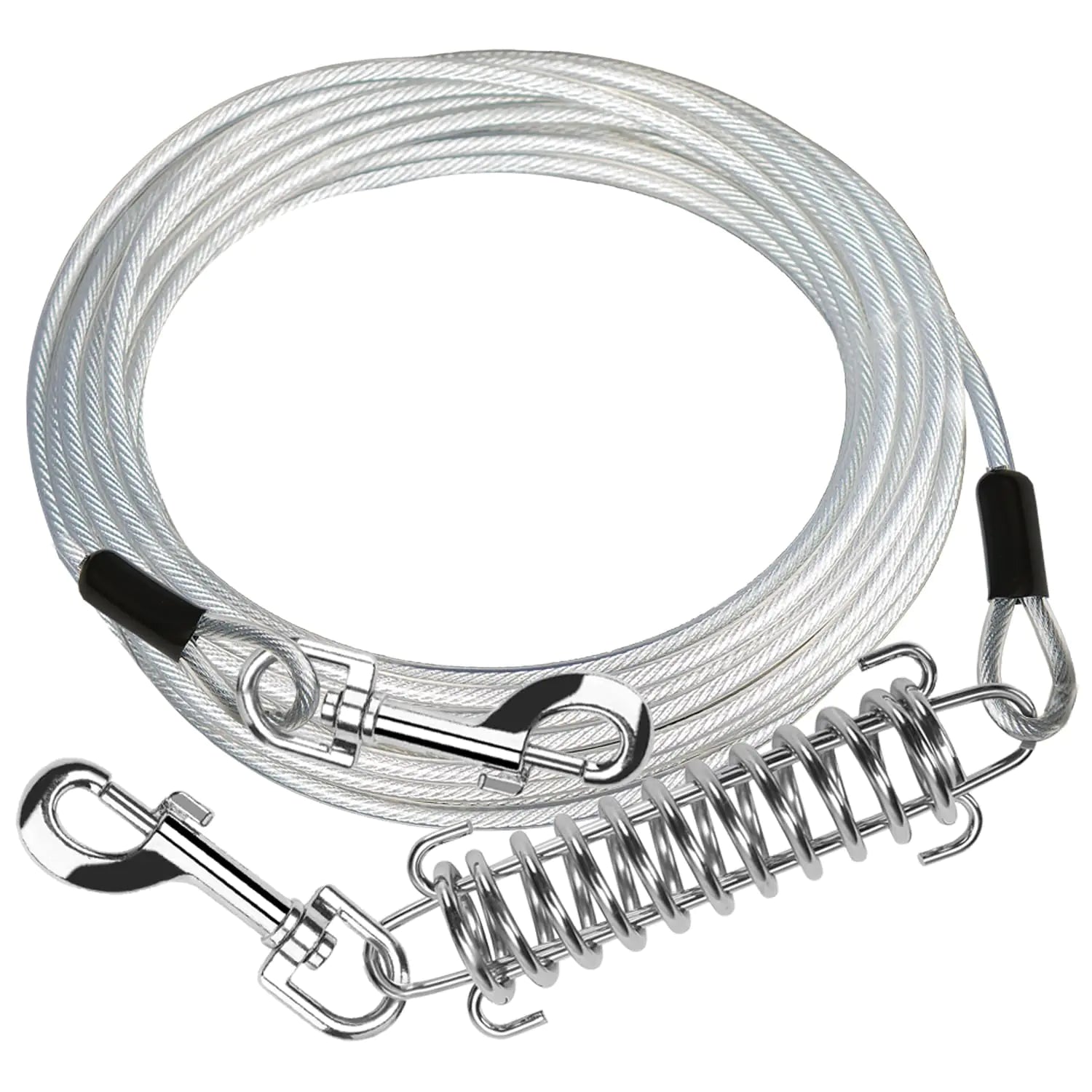 Dudiun Dog Tie Out Cable Dog Runner Cable with Swivel Hook and Shock Spring Dog Runner Leads for Yard Outdoor and Camping 10FT Tether for Small Large Dogs Up to 500LBS Reflective